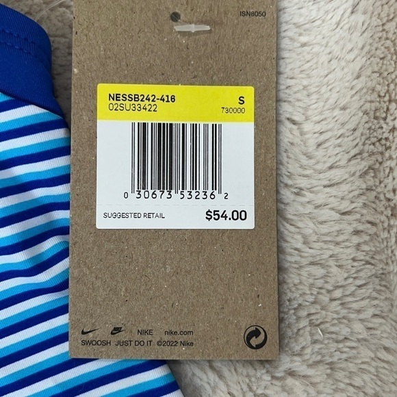 Nike Stripe V-Neck Hyper Royal Blue Stripe Tankini Top - Size Small, NWT - Picture 7 of 12